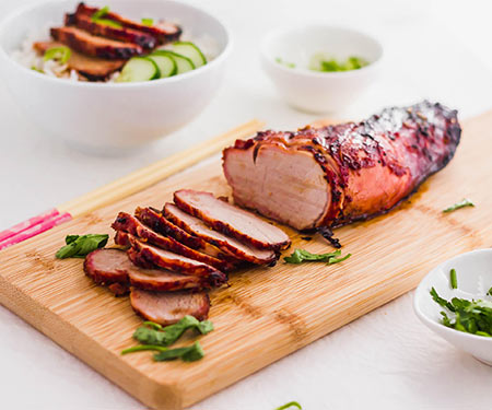 Whole char siu BBQ tenderloin, sliced. | www.CuriousCuisiniere.com