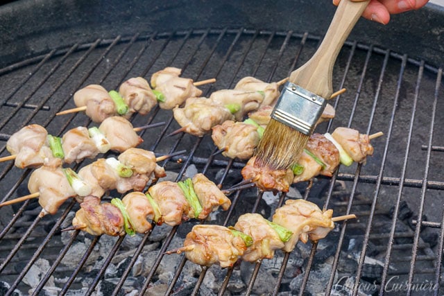 Japanese chicken skewer appetizers on the grill