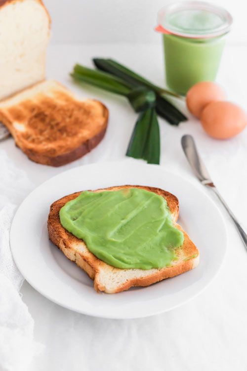 Pandan Coconut Egg Jam on toast