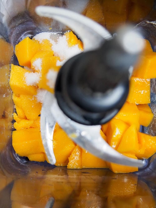 Mango in a blender