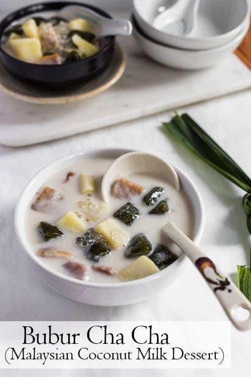 Bubur Cha Cha, a creamy and sweet Malaysian dessert made from yam, taro, and coconut milk. 