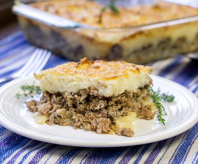 Slice of French Hachis Parmentier Potato and Beef Casserole