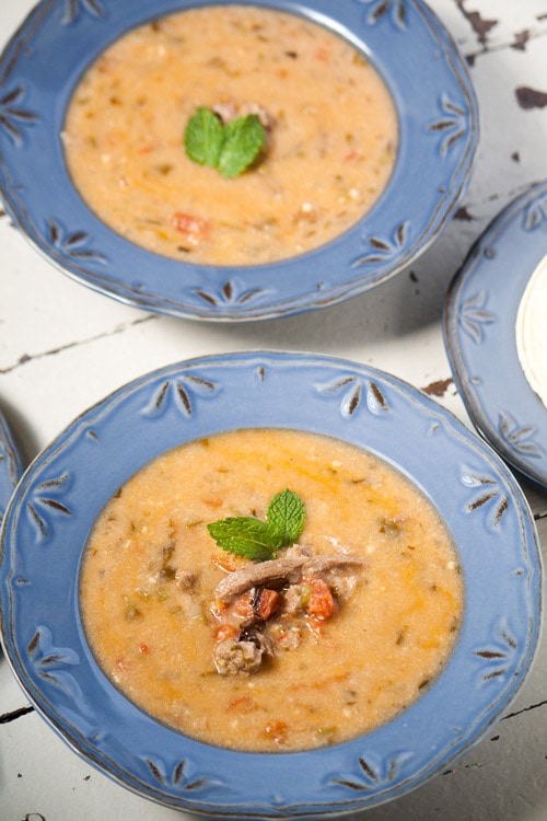 Two bowls of Indio Viejo (Nicaraguan Beef Stew)