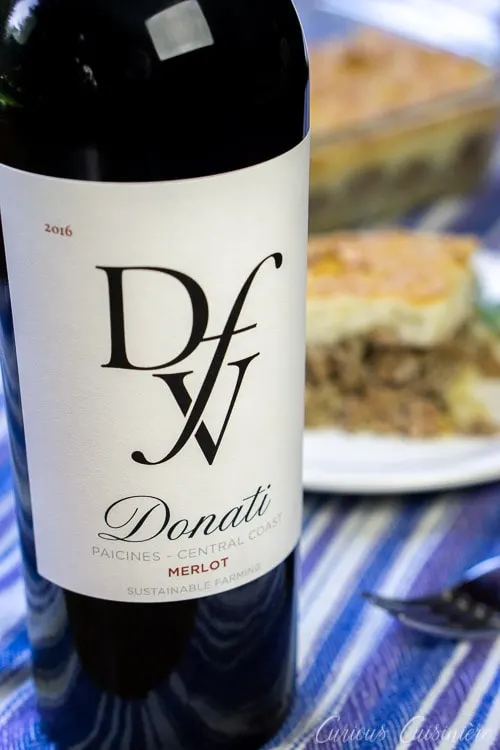 Wine Pairing with French Hachis Parmentier Potato and Beef Casserole Donati Merlot