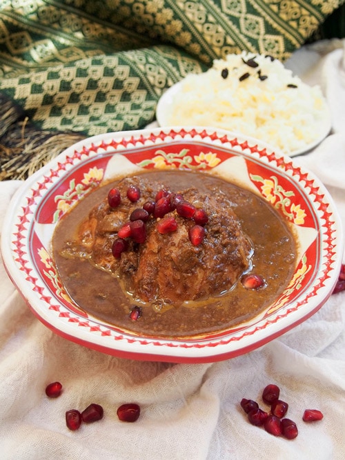 Fesenjan (Persian Pomegranate Chicken Stew) • Curious Cuisiniere