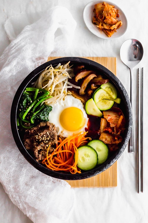 Korean Bibimbap Mixed Rice Bowl with Vegetables