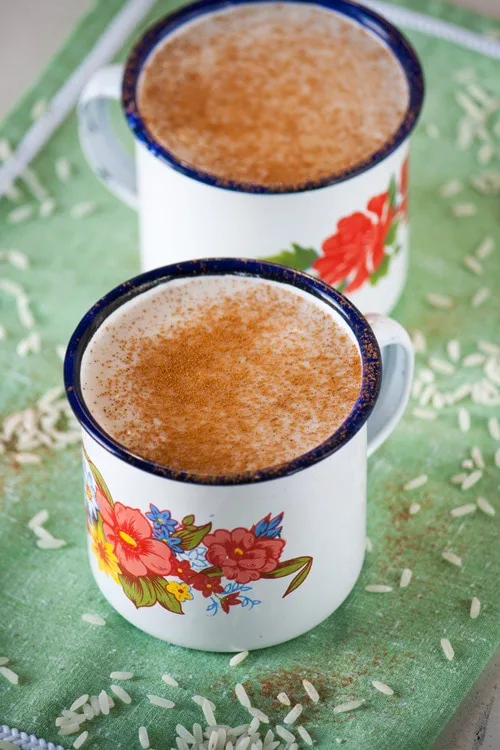 Two cups of Guatemalan Atolillo Hot Rice Atole Drink