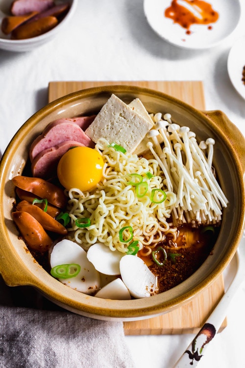 Budae Jjigae, or Korean Army Base Stew with hot dogs and SPAM