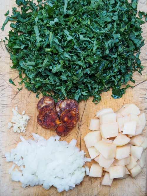 Ingredients for Caldo Verde (Portuguese Green Soup)