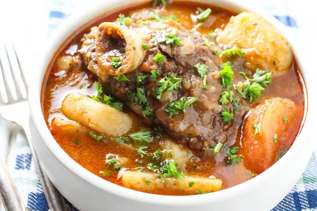 Khashlama (Armenian Lamb Stew) with meat and vegetables