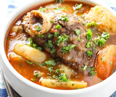 Khashlama (Armenian Lamb Stew) with meat and vegetables