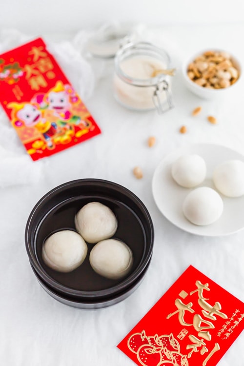 Peanut Tang Yuan (Glutinous Rice Balls) in ginger syrup for Lantern Festival