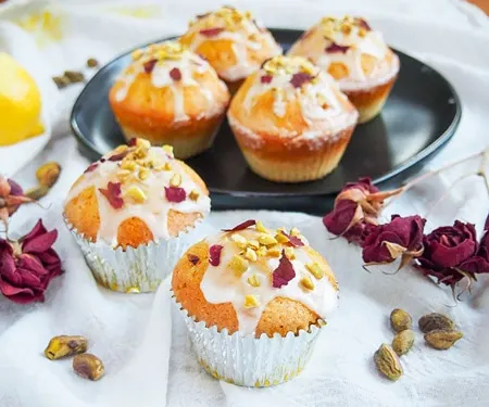 Persian Love Cake Cupcakes in silver foil wrappers