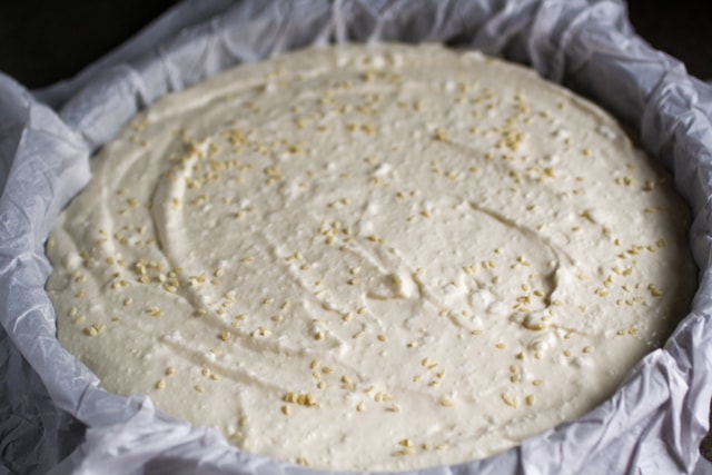 Salvadoran Quesadilla (Sweet Cheese Pound Cake) ready for the oven