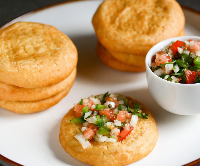 Chilean Sopaipillas with Pebre street food