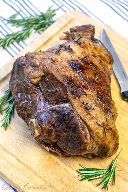 French Easter Leg of Lamb (Rosemary and Garlic) ready to carve