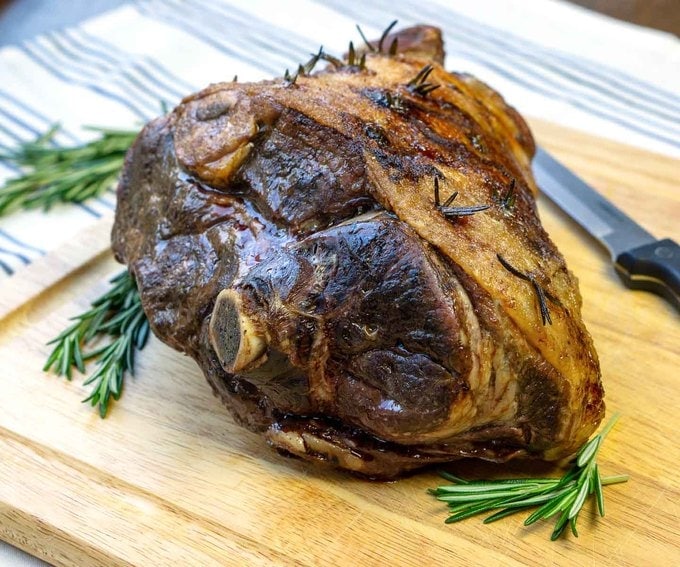 French Easter Leg of Lamb (Rosemary and Garlic) ready to carve