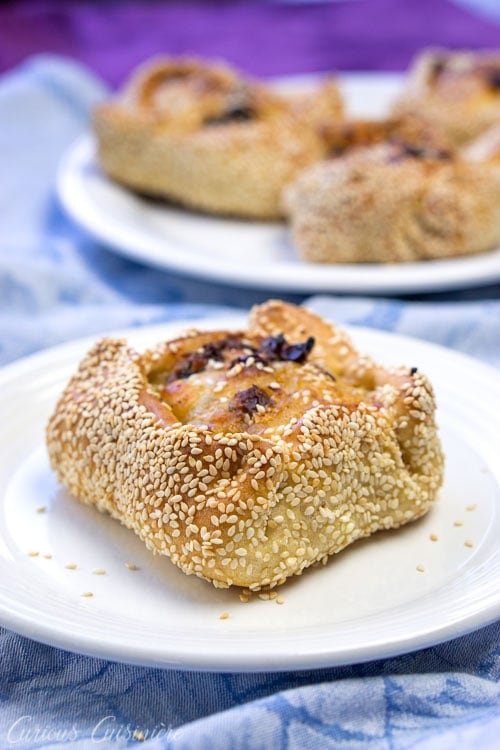 Cyprot Flaounes (Greek Easter Cheese Bread) on a plate