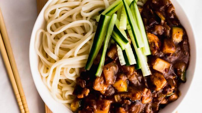 Jajangmyeon Korean Black Bean Sauce Noodles Curious Cuisiniere