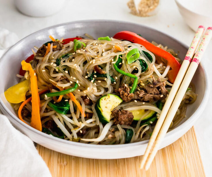 Japchae (Korean Glass Noodle Stir Fry)