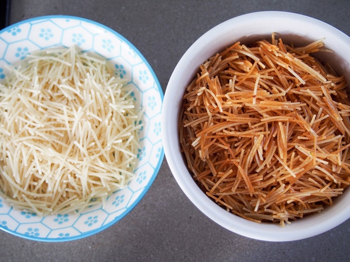 Un-toasted vs toasted vermicelli