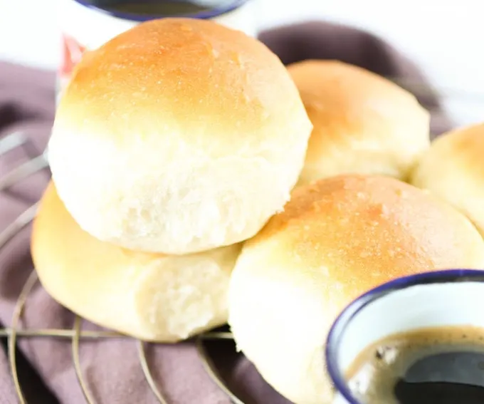 Stacked rolls of Honduran Coconut Bread Pan de Coco