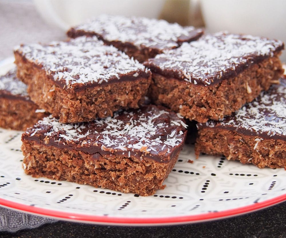 Stacked chocolate slice pieces