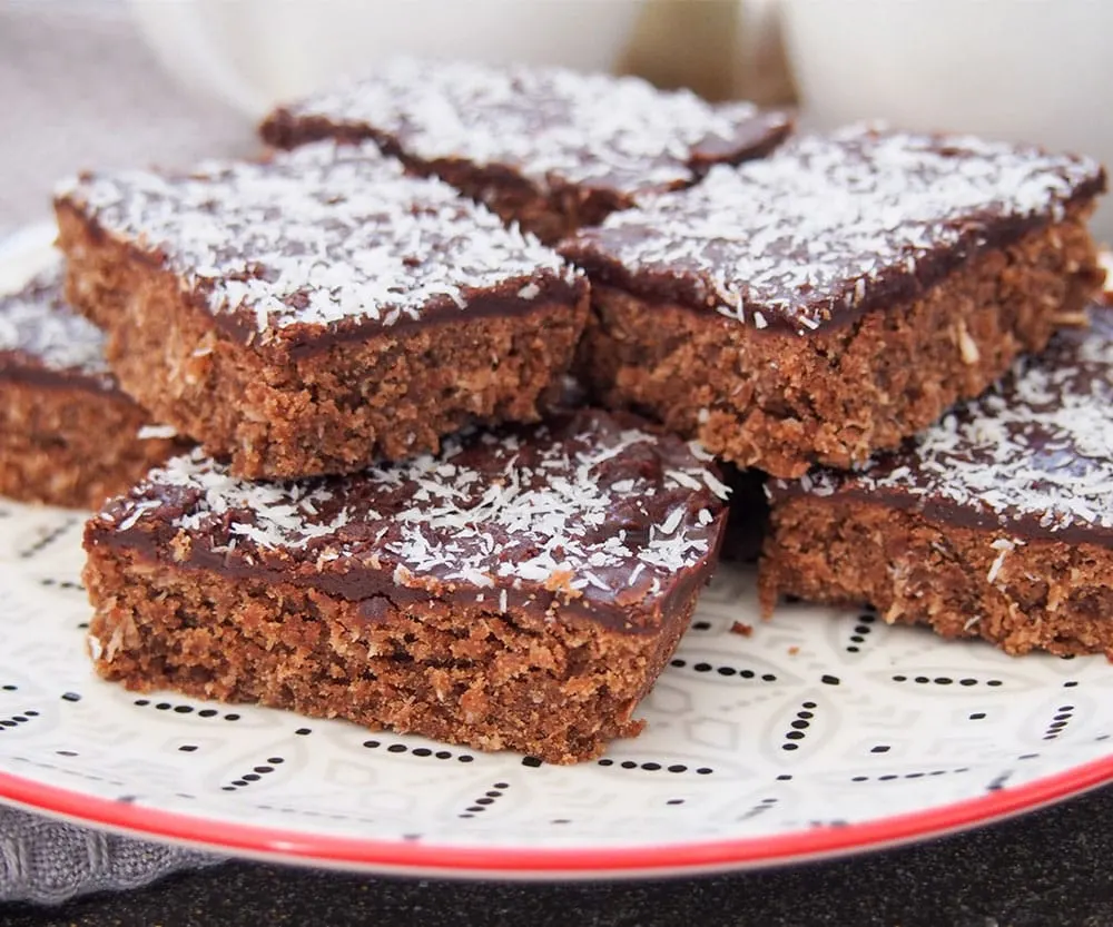 Stacked chocolate slice pieces