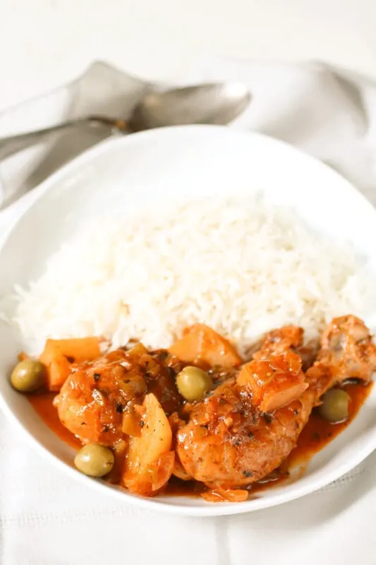 Cuban Chicken Fricassee - chicken leg and rice
