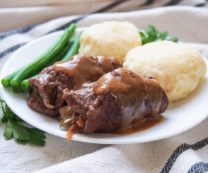German Beef Rouladen with potato dumpling