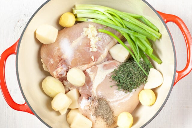 Chickan and potatoes for Colombian Ajiaco