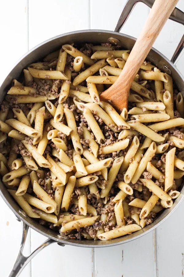 Russian Navy Style Pasta in a pot