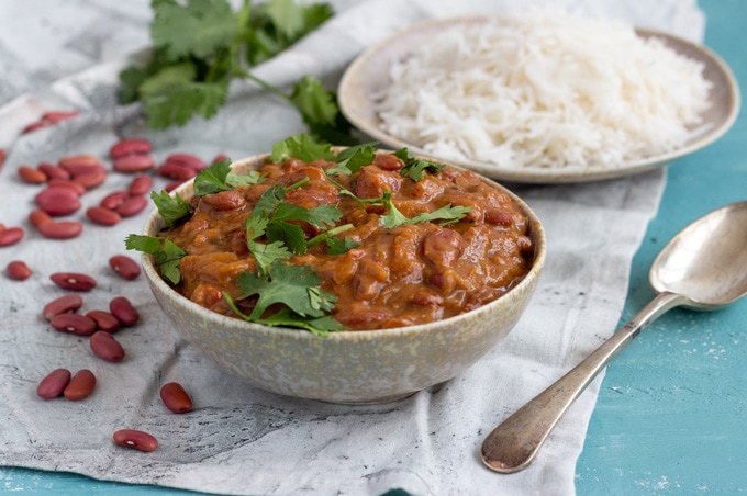 Rajma Masala (North Indian Kidney Bean Curry) with rice