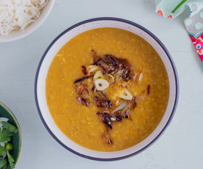 Masoor Dal - Red Lentil Curry overhead