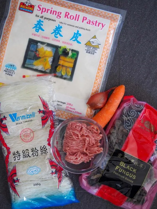 Ingredients for Vietnamese Spring Rolls - Cha Gio