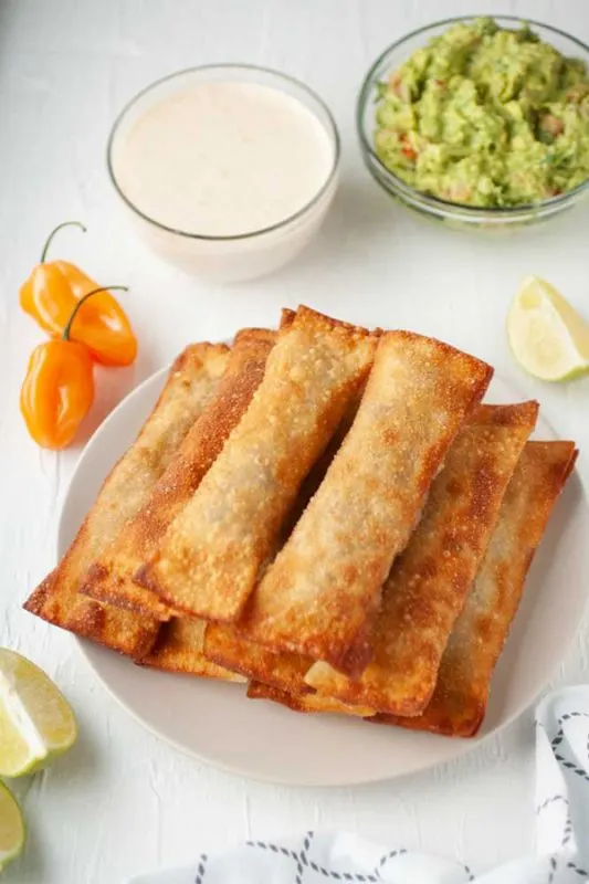 Peruvian Beef Tequenos with sauces