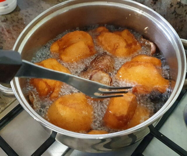 Frying Akara - West African Bean Fritters - 