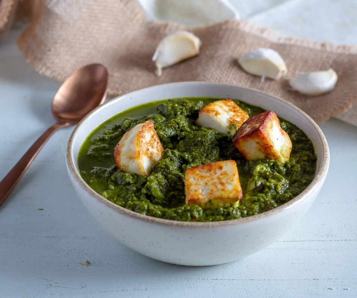 Saag Paneer - garlic spiced greens and cheese