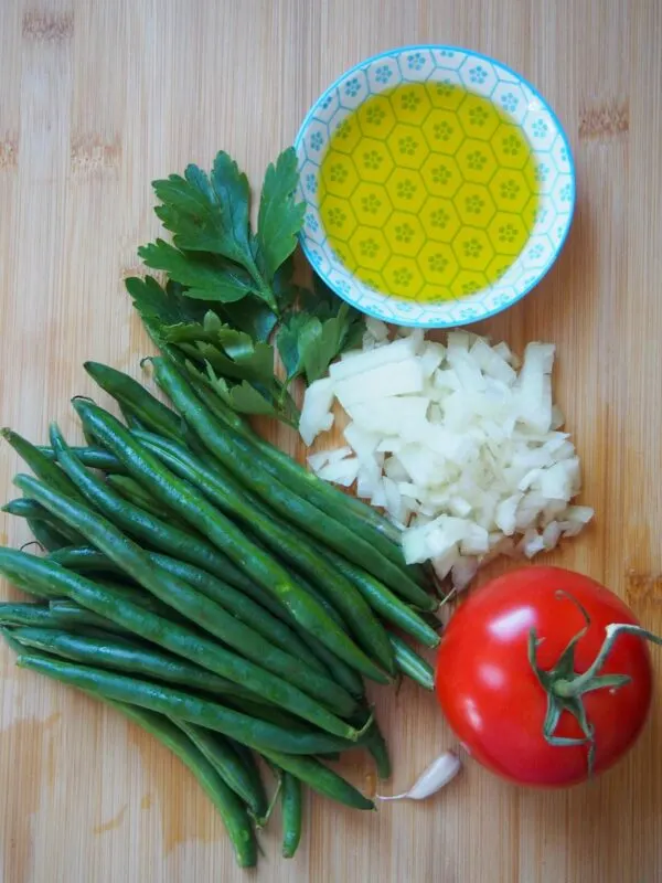 Ingredients for Fasolakia - Greek Green Beans