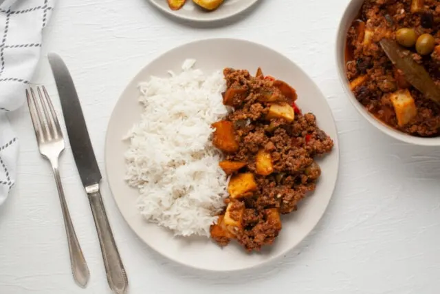 Cuban Picadillo with rice