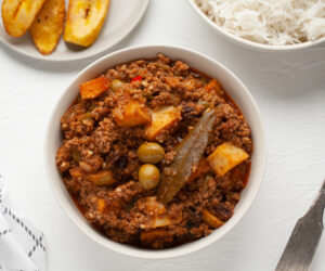 Cuban picadillo with raisins and olives