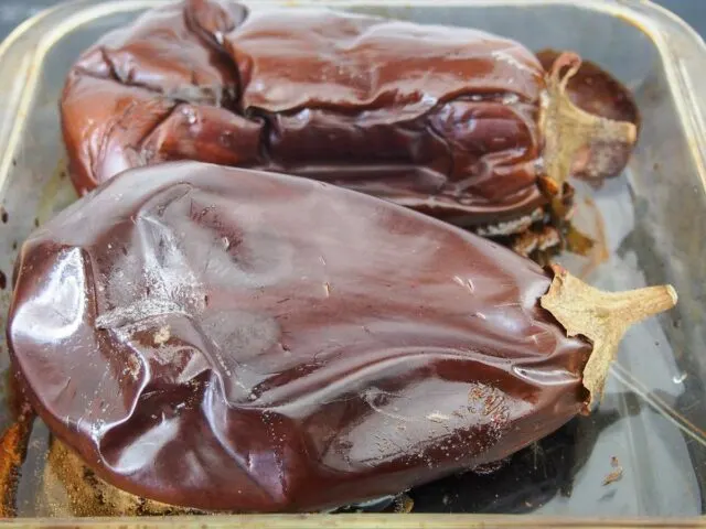 Roastaed eggplant for Sultan's Delight, Hunkar begendi (Turkish Lamb Stew)