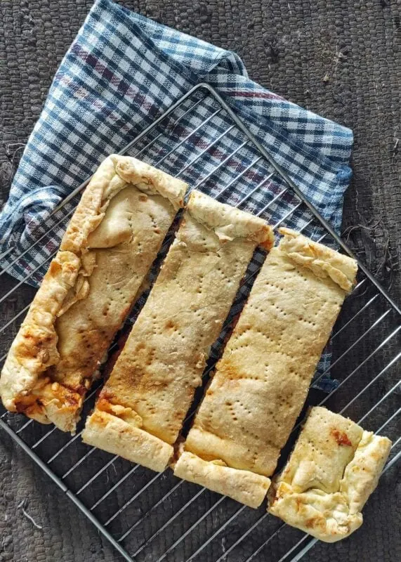 Komiška Pogača - Croatian tomato bread on a cooling rack