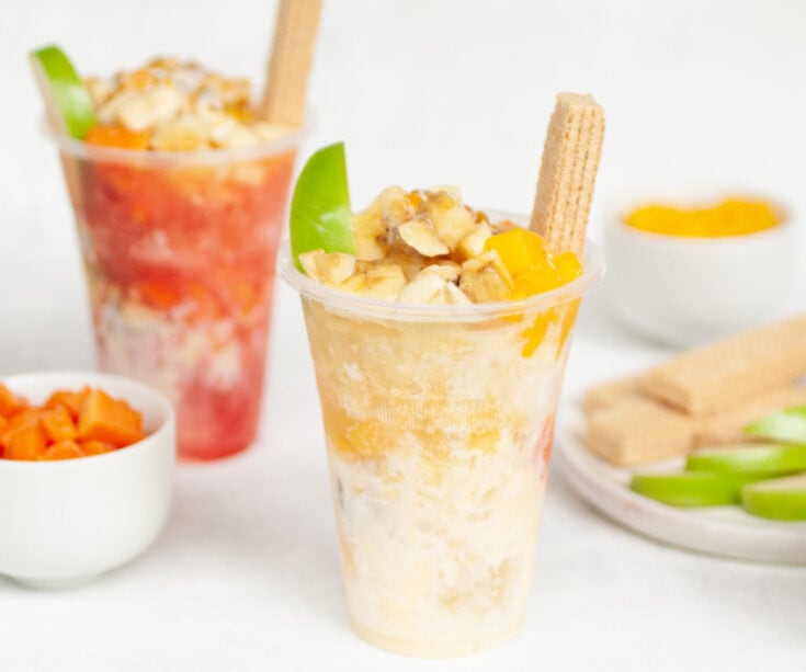 Cholados - Colombian shaved ice with fruit and condensed milk