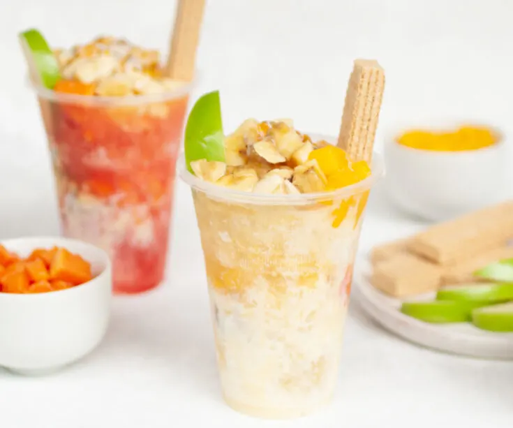 Cholados - Colombian shaved ice with fruit and condensed milk