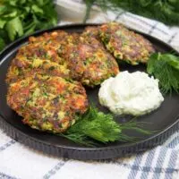 Kolokithokeftedes (Greek Zucchini Fritters) with herbs and feta