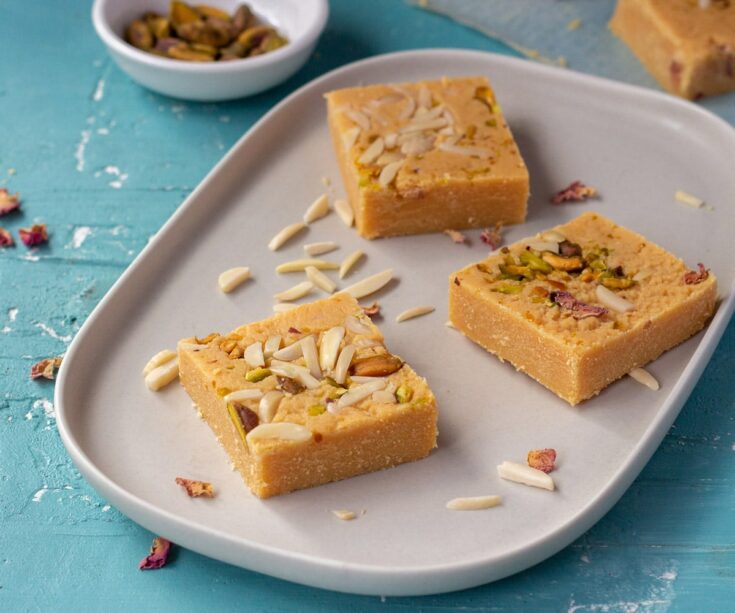 Slices of Indian Milk Powder Barfi