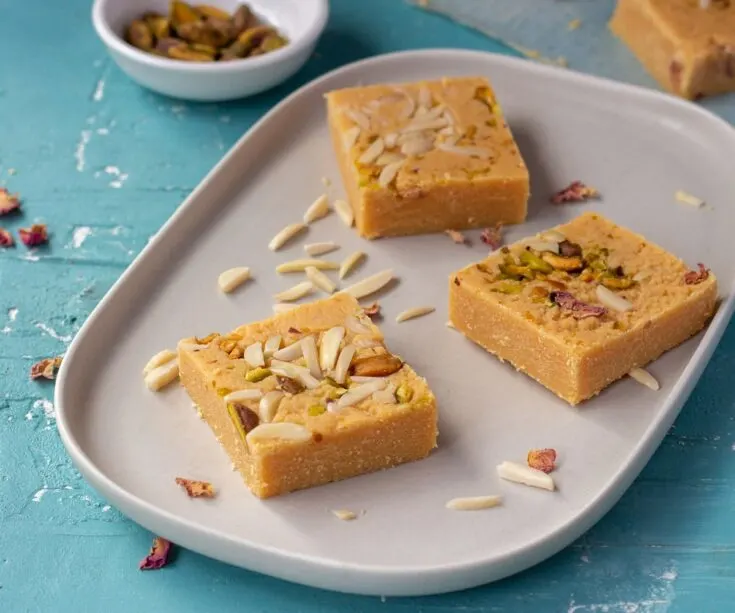 Slices of Indian Milk Powder Barfi