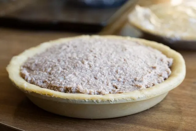 Tourtiere French Canadian Pork Pie before baking without the top crust