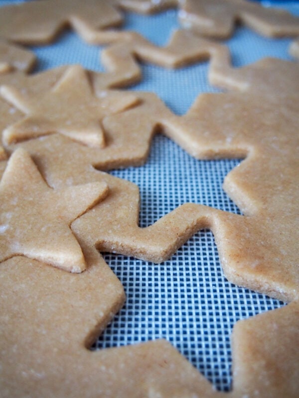 Cutting the dough for zimtsterne German cinnamon stars